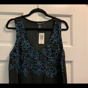 Torrid shear black sleeveless top with blue trim